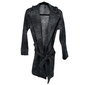 Anthropologie Capote XS Hooded Belted Cardigan Black Knit Cozy Goth Academia